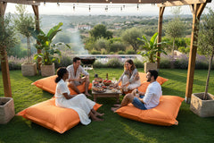 Pouf Extérieur Orange IRON RAW : pouf géant XXL 170 x 130 cm pour extérieur, assises confort en jardin, orange