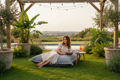 Pouf Extérieur Gris IRON RAW XXL 170 x 130 cm pour détente jardin, confort extérieur et design élégant