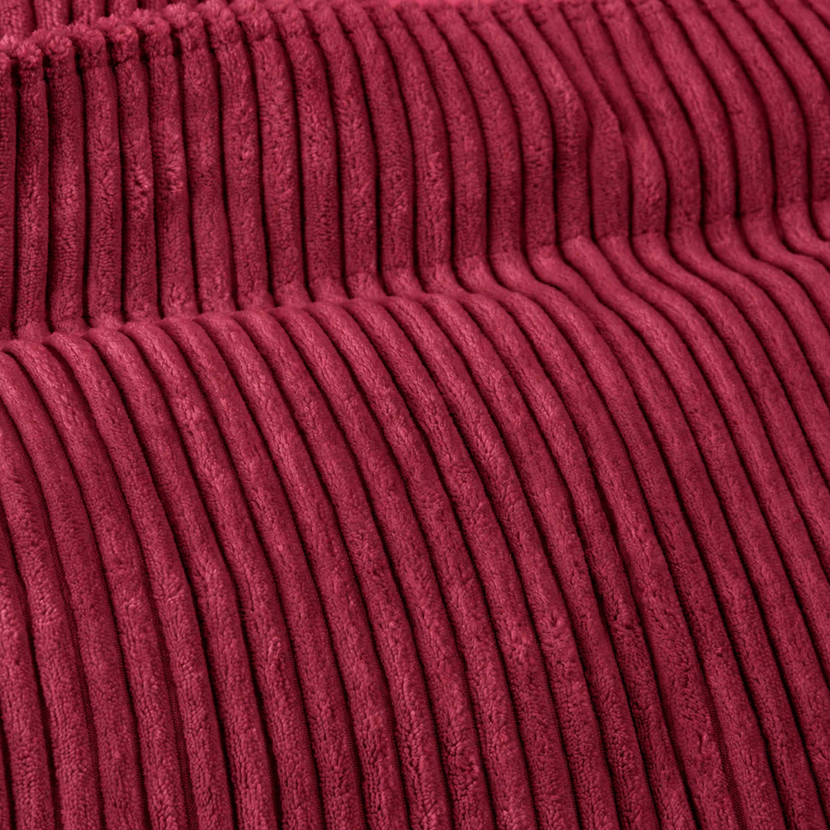 Pouf Géant Rond XL Velours Côtelé Cerise, tissu velours côtelé cerise texture rapprochée