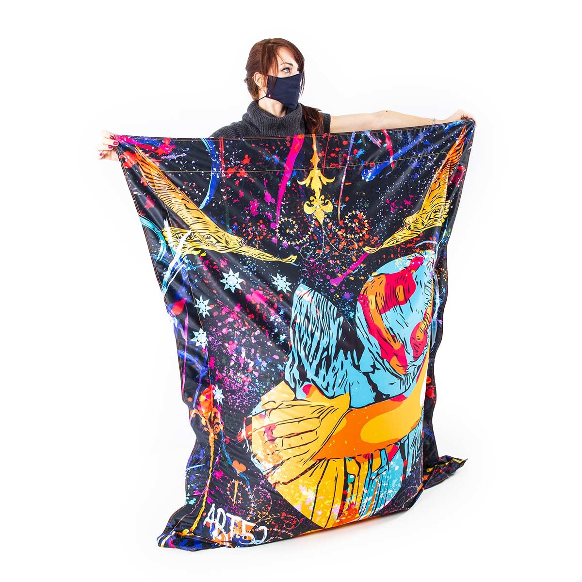 Pouf Géant ART52® - Amour : pouf géant imprimé haute qualité, œuvre « Amour » Benjamin Cupillard, série limitée, teintée dans la masse