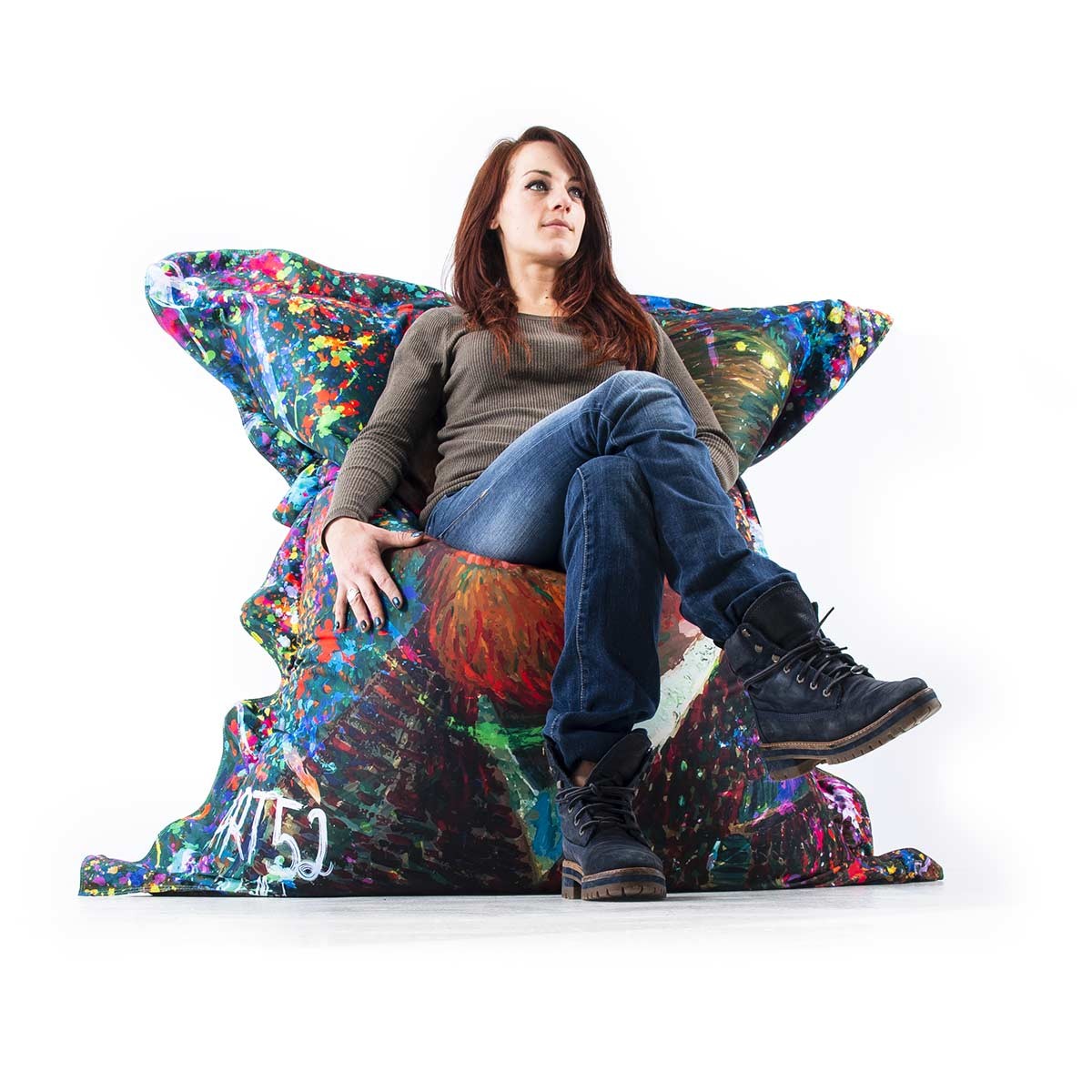 Pouf Géant ART52® - Van Gogh POP II, pouf géant multicolore imprimé, série limitée signée Benjamin Cupillard