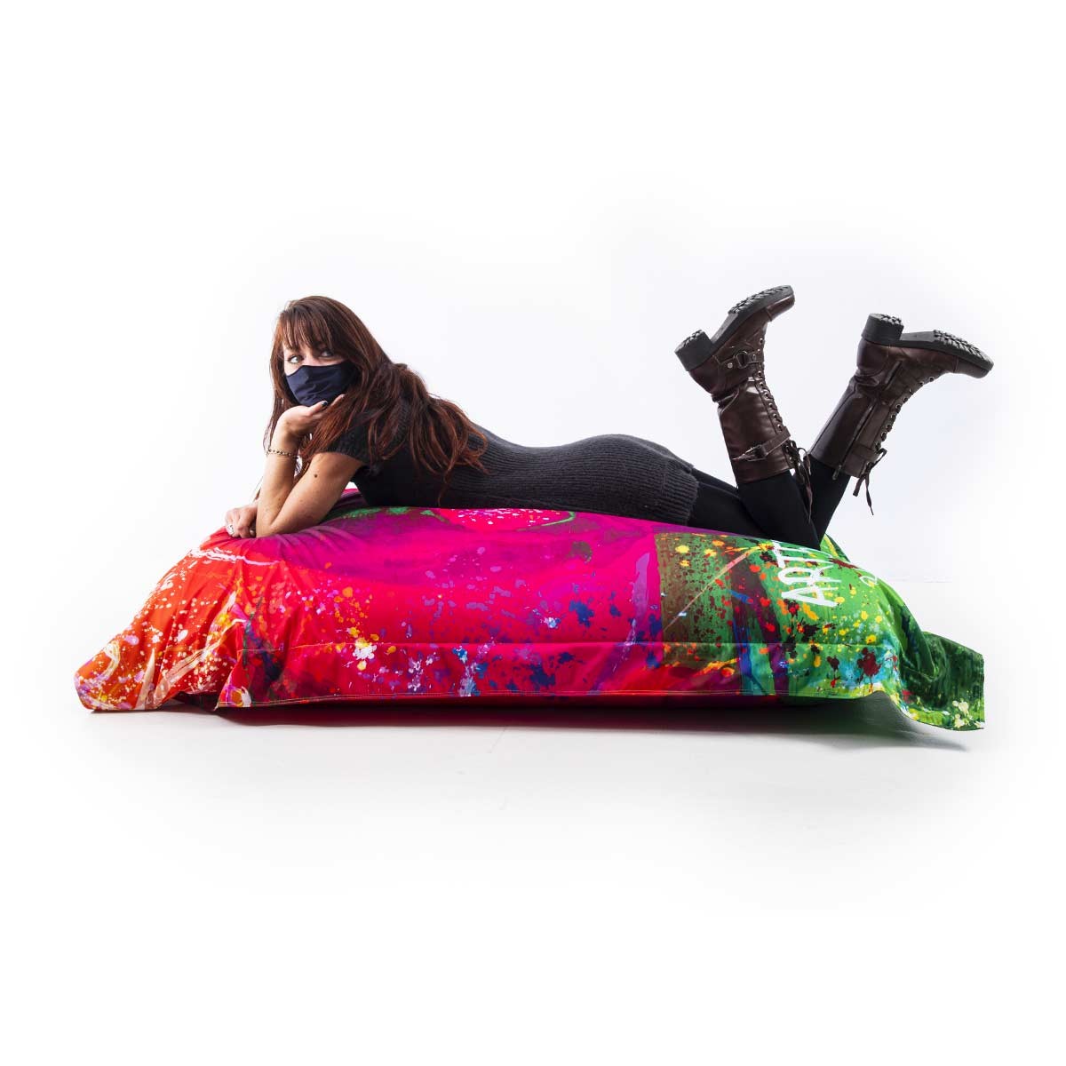 Pouf Géant ART52® - Vanité Rose, pouf design XXL multicolore avec impression haute qualité, série limitée signée Benjamin Cupillard