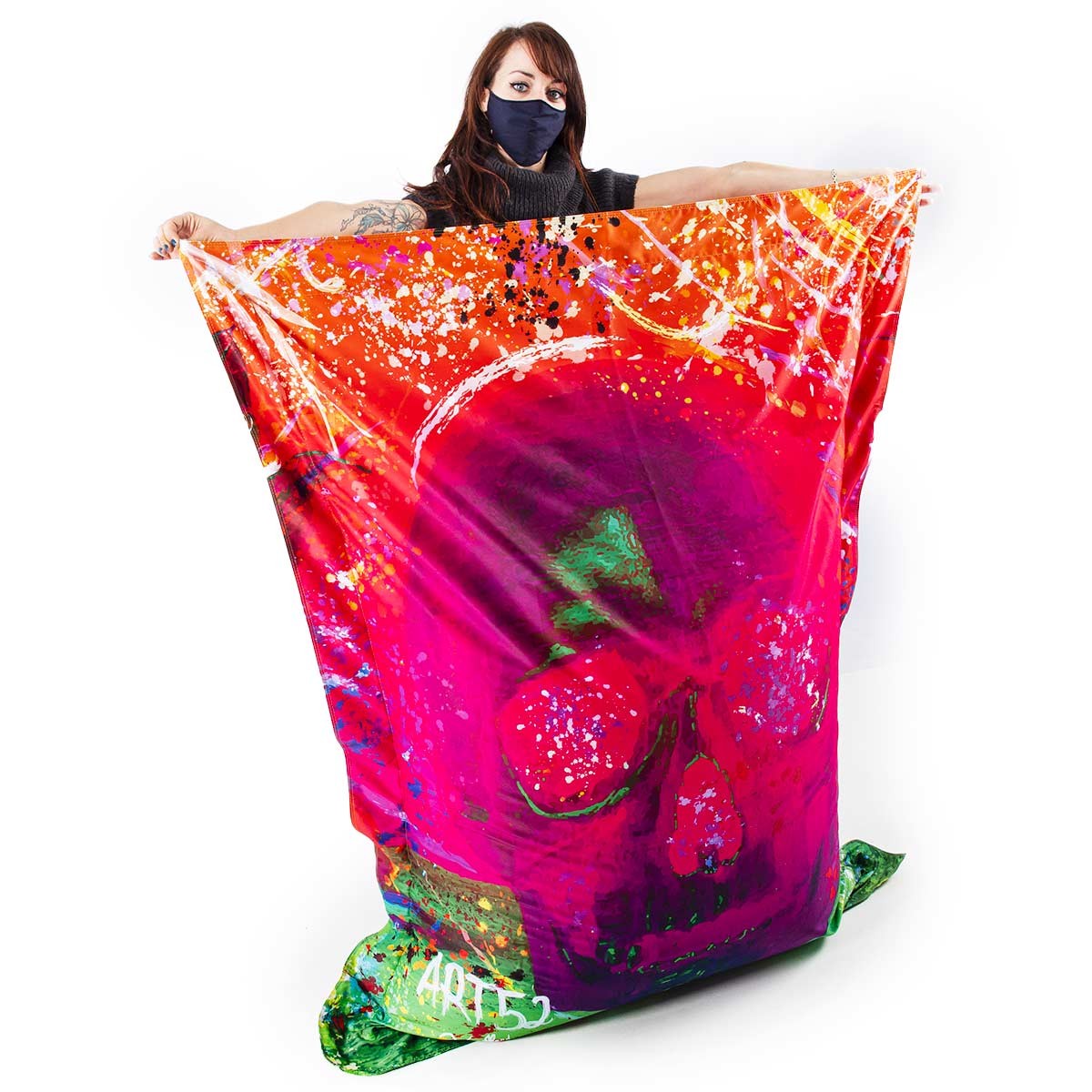 Pouf Géant ART52® - Vanité Rose, pouf grand format design artistique rose et violet, œuvre signée Benjamin Cupillard