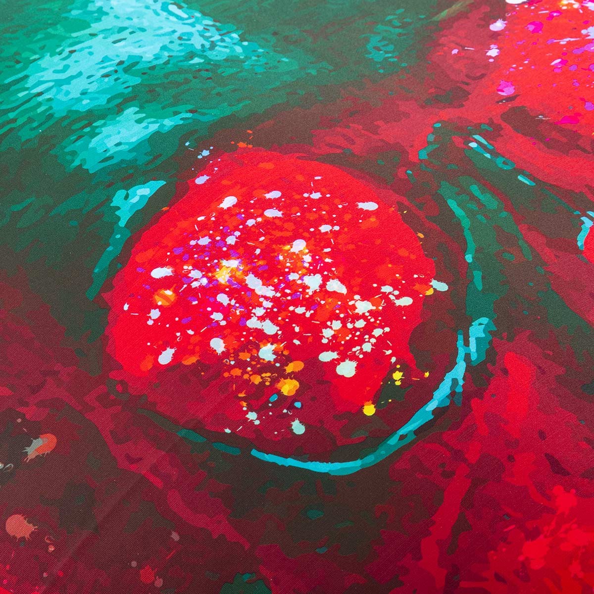 Pouf Géant ART52® - Vanité Rouge, œuvre de Benjamin Cupillard, impression haute qualité teintée dans la masse, rouge éclaboussures
