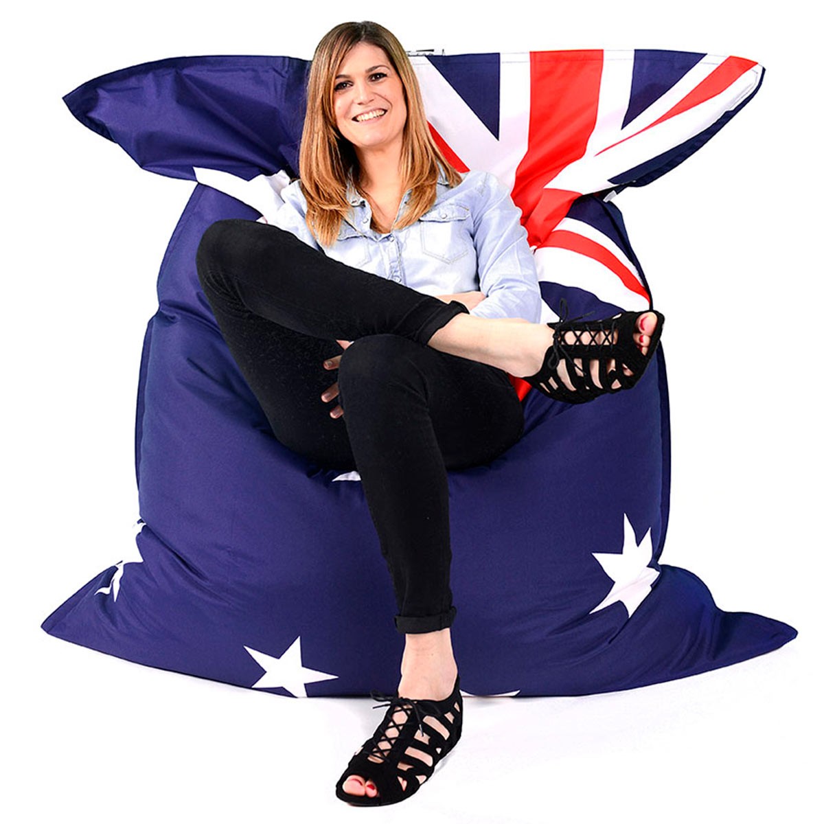 Pouf Drapeau Australien BiG52 géant bleu rouge blanc avec grande coussin confortable pour détente