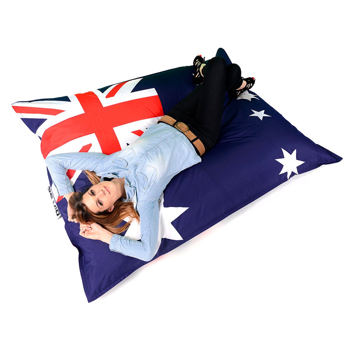 Pouf Drapeau Australien BiG52 géant coussin confort déco intérieur, motif drapeau australien bleu rouge blanc avec étoile