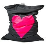 Pouf Coeur Rose géant XXL avec imprimé cœur rose, assise moelleuse style Big52