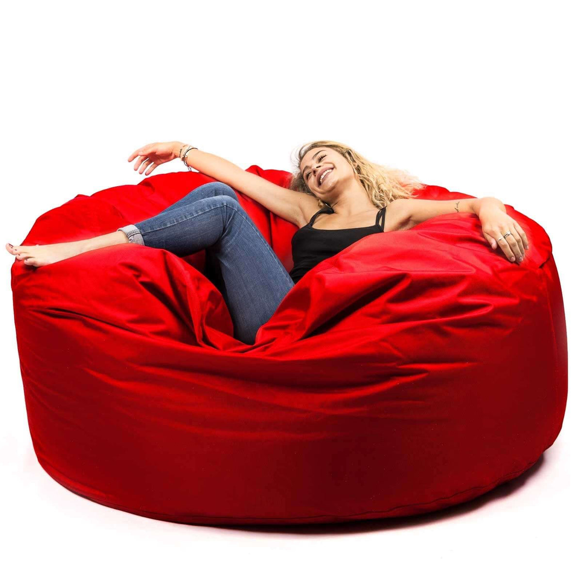 Pouf Géant Extérieur TiTAN Rouge en tissu outdoor, XXXL 140 x 75 cm, assise confort détente extérieure
