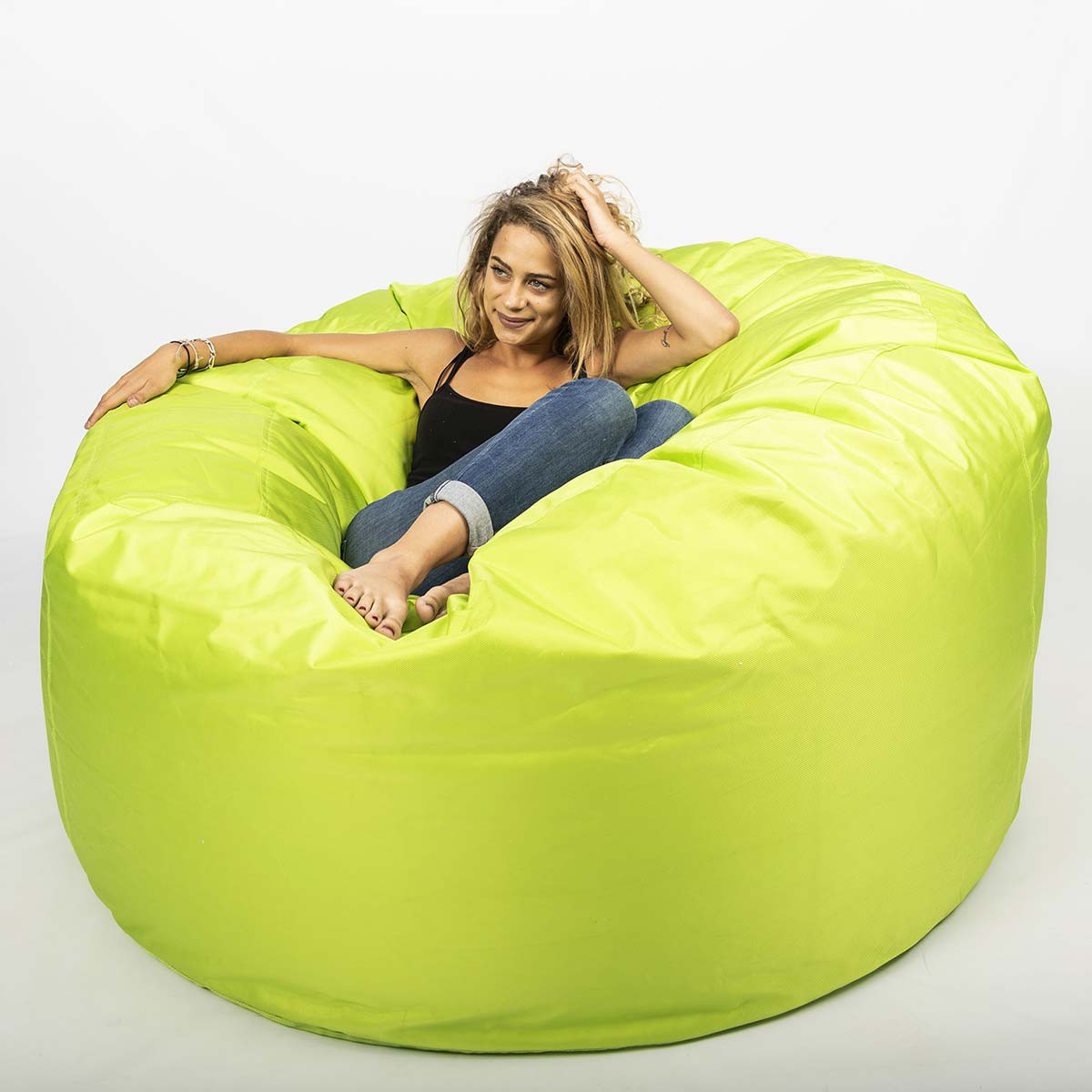 Pouf Géant Extérieur TiTAN Vert Lime, assise XXL 140x75 cm, confort outdoor pour terrasse et jardin