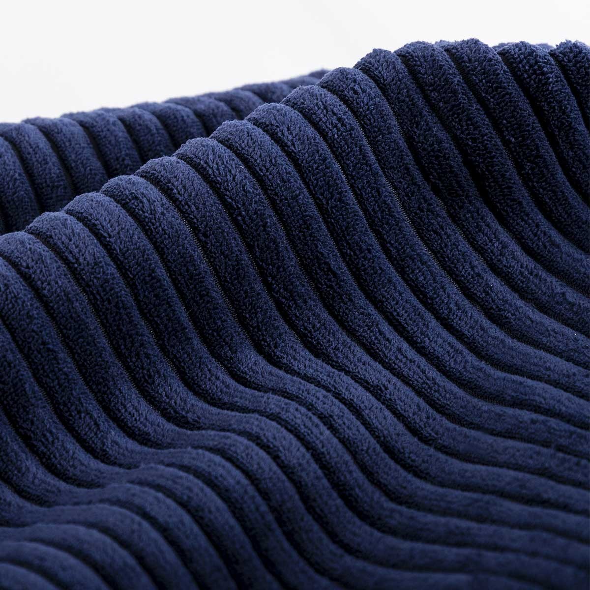 Pouf Géant Rond XXL Velours Côtelé Bleu Marine — gros plan tissu velours côtelé bleu marine, style moderne XXL