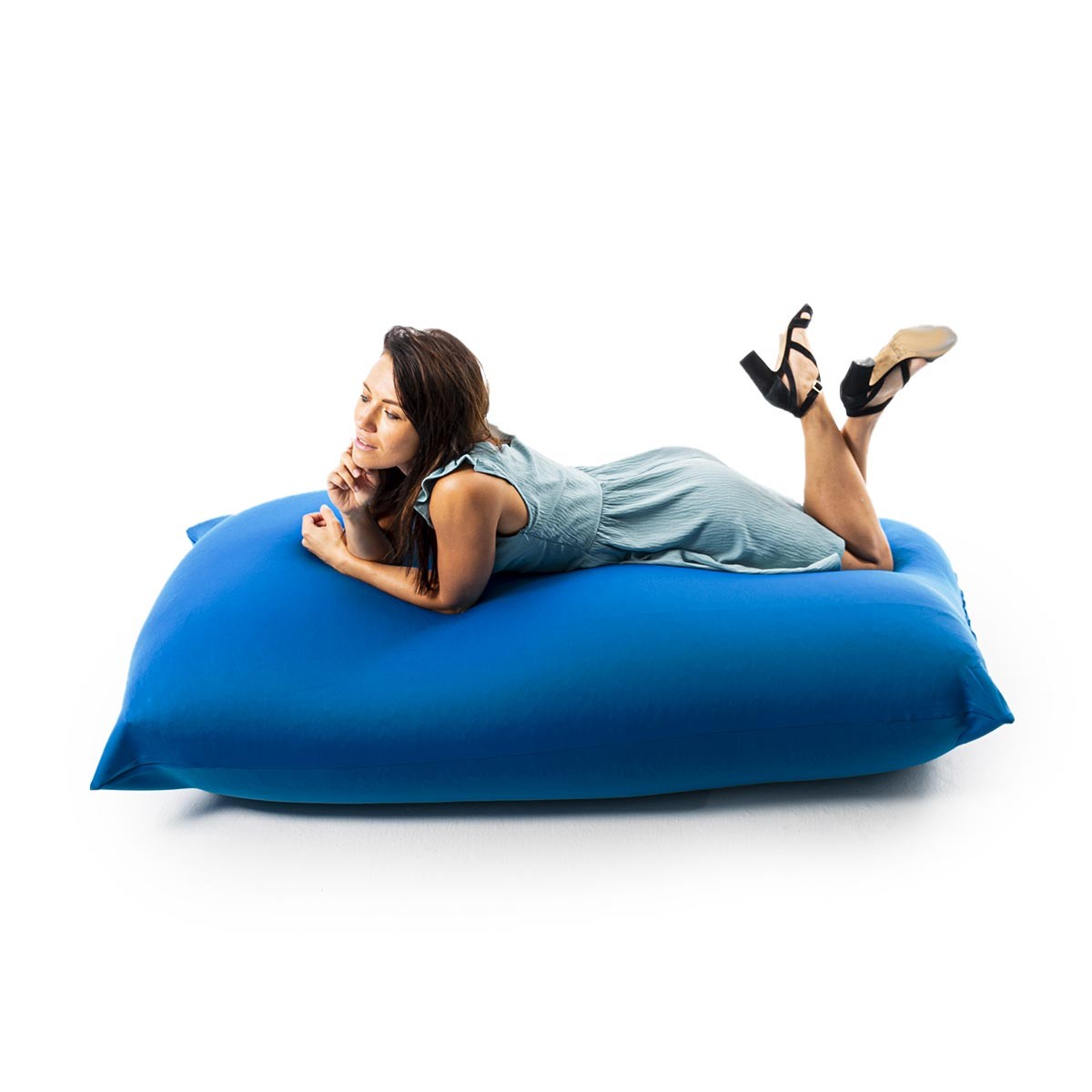 Pouf Stretch Bleu BiG52 intérieur, grand pouf de relaxation confortable pour salon ou chambre