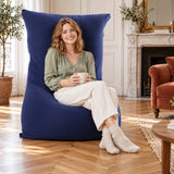 pouf géant intérieur stretch bleu marine déhoussable, assise confortable en intérieur, couleur bleu marine