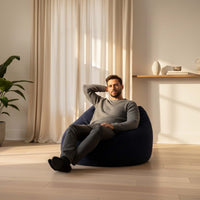 Giant Round XL Corduroy Velvet Pouf Navy Blue