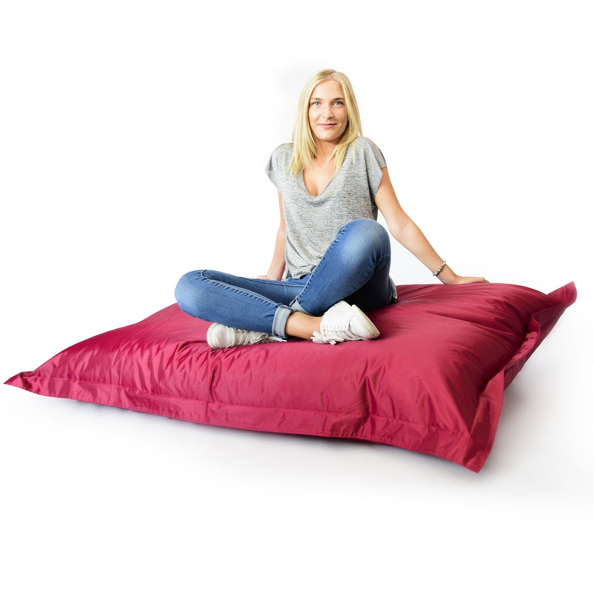 Pouf Géant XL Bordeaux : grande assise moelleuse en bordeaux, pour salon, chambre ou jardin, confort XXL