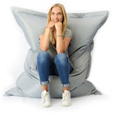 Pouf Géant XL Gris Classic XL, avec assise confortable et housse grise, pour salon, chambre ou jardin