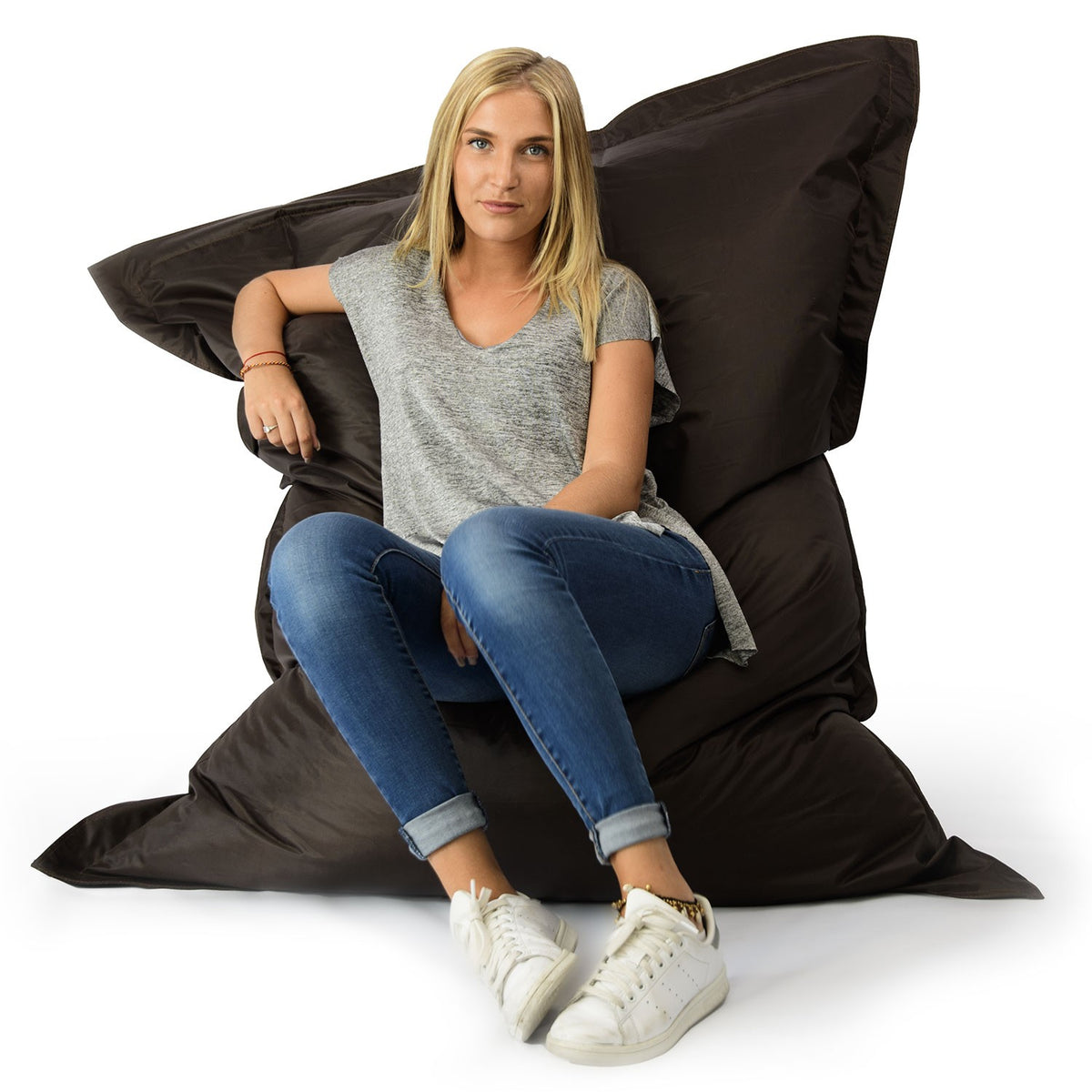 Pouf Géant XL Marron, fauteuil poire XXL pour salon, chambre ou jardin, assise confortable en tissu