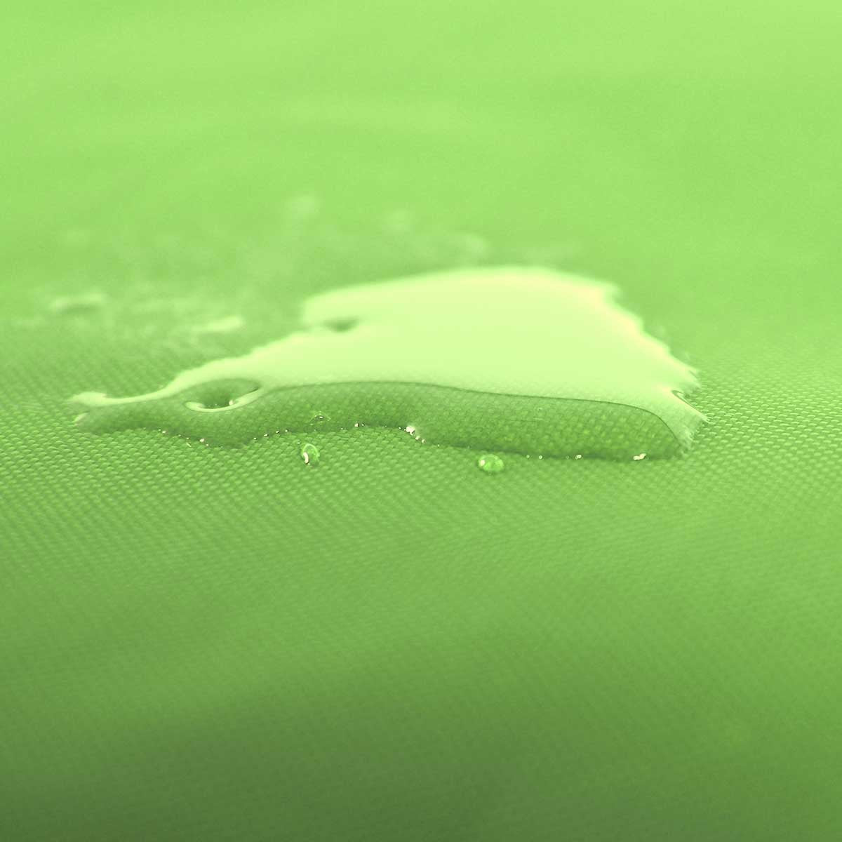 Pouf Géant XL Vert, zoom tissu résistant vert avec gouttes d’eau sur la surface