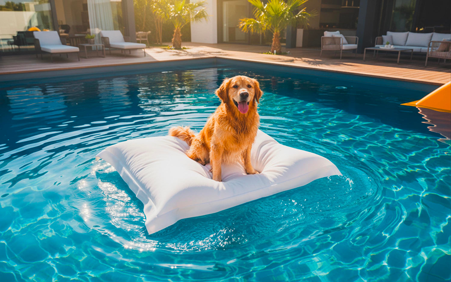 pouf piscine flottant pool big52 chien
