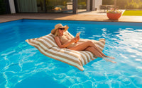 Sky Blue Striped Deauville Pool Pouf