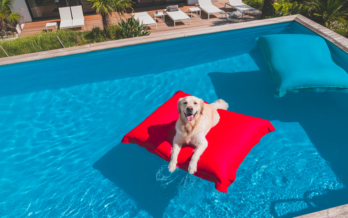 Pouf Piscine Rouge Big52 POOL déhoussable flottant pour piscine avec billes de polystyrène XXL