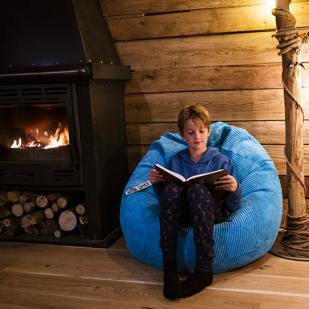 Sitzsack Birnenform Cord Samt Himmelblau