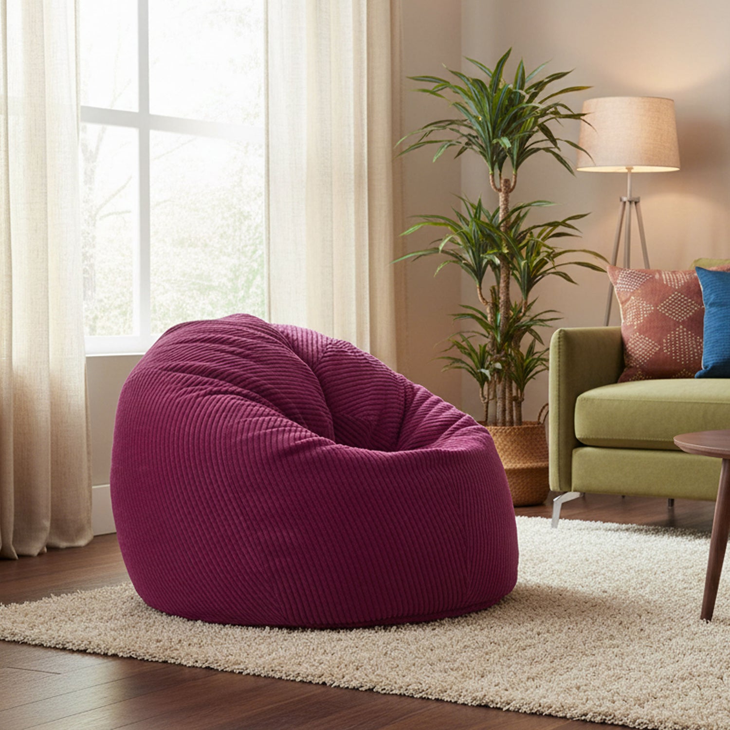 Corduroy Velvet Cherry Bean Bag Pouf