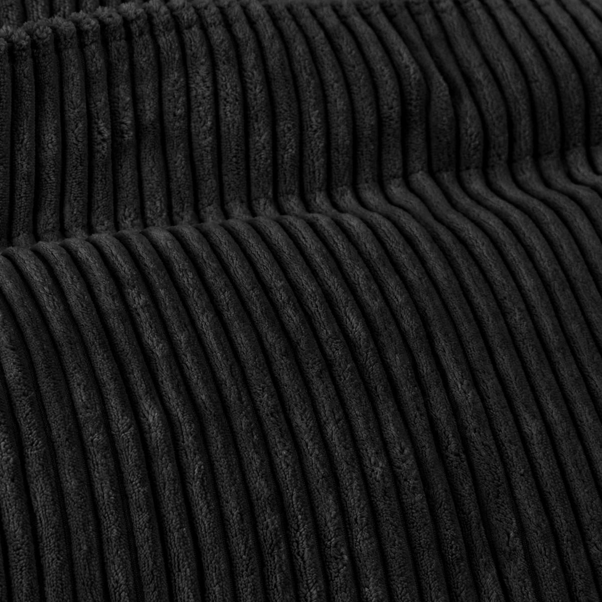 Pouf Poire Enfant Velours Côtelé Noir, gros plan velours côtelé noir, texture douce pour pouf poire velours enfant
