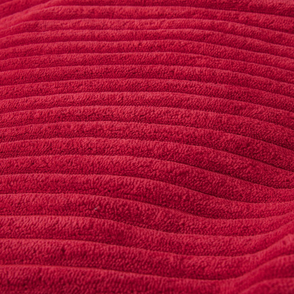 Housse vide pouf poire XL velours côtelé rouge BiG52, détail texture rayée rouge