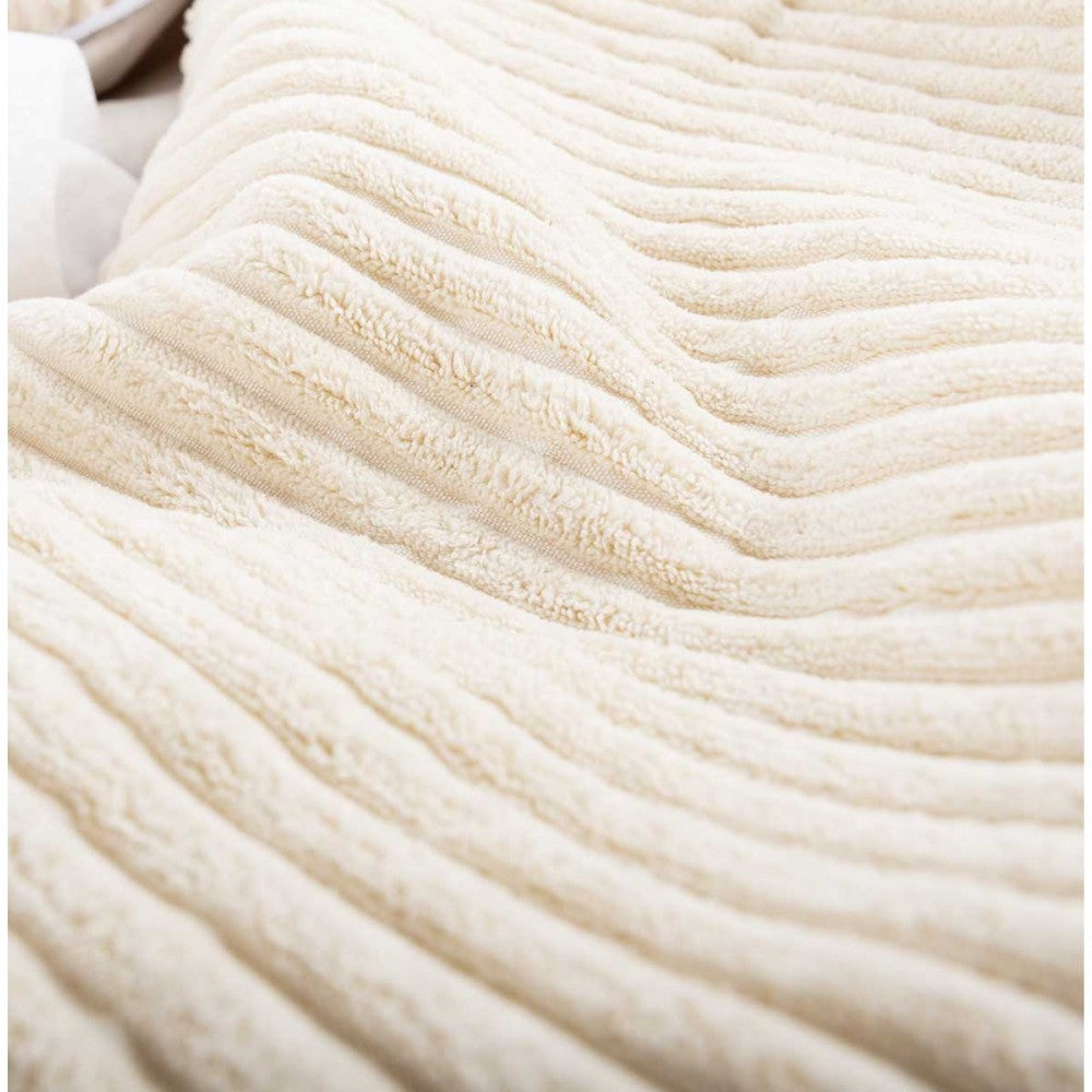Pouf Poire Enfant Velours Côtelé Beige en velours côtelé beige, texture douce pour coin lecture et jeux vidéo