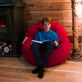 Riesiger Samt-Pouf mit Rippenstruktur Rot