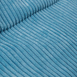 Pouf Poire Velours Côtelé Bleu Ciel — tissu velours côtelé bleu ciel, texture cannelée, détail rapproché