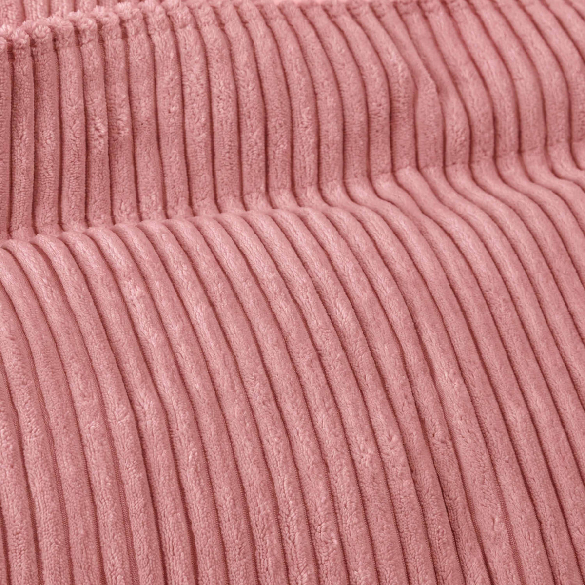 Pouf Poire Velours Côtelé Rose poudré chaud, gros plan sur velours côtelé rose poudré chaud
