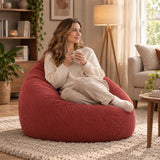 Pouf Poire Velours Côtelé Terracotta, assise confortable en velours côtelé terracotta, salon cosy