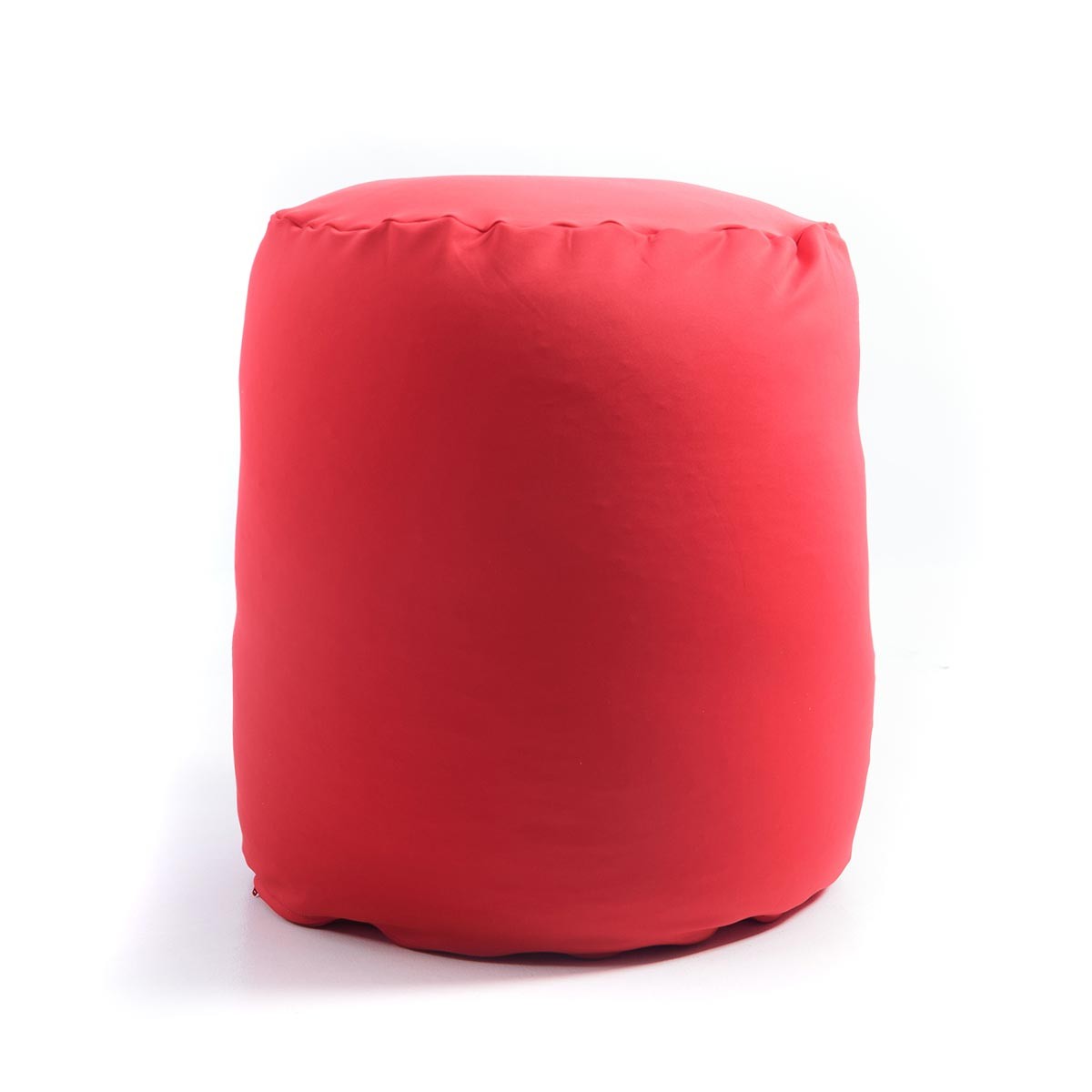 Pouf Repose Pieds Stretch Rouge, pouf tube rouge rembourré pour intérieur et détente du salon ou de la chambre