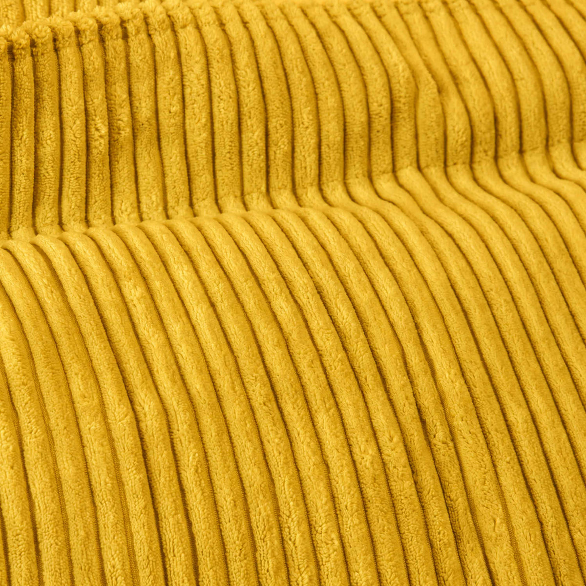 Pouf Géant Rond XL Velours Côtelé Jaune moutarde - gros plan sur le velours côtelé jaune moutarde