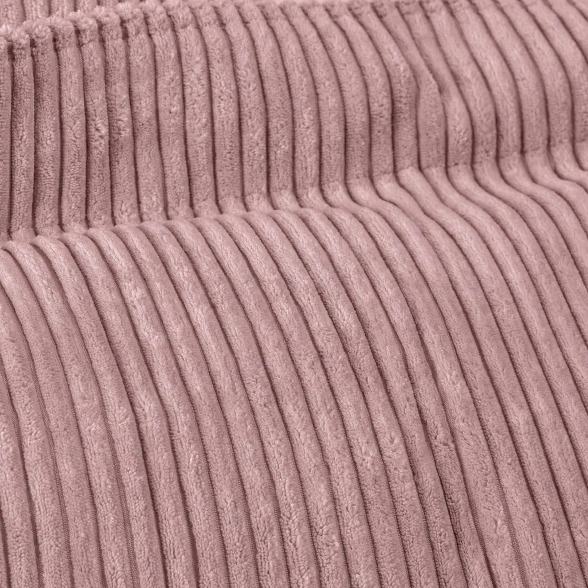Pouf Géant Rond XL Velours Côtelé Rose poudré, gros plan du velours côtelé et de la texture rose poudré