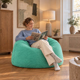 Pouf Géant Rond XL Velours Côtelé Turquoise, pouf fauteuil rond XL en velours côtelé turquoise pour salon et détente