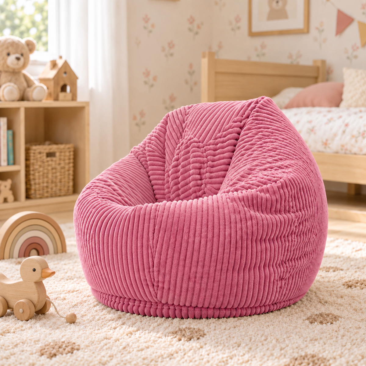 Pink Corduroy Children's Pear-Shaped Bean Bag