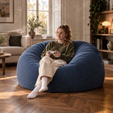 Runder XXL-Riesensitzsack aus Cord in Denimblau