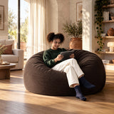 XXL Giant Round Corduroy Bean Bag - Espresso Brown