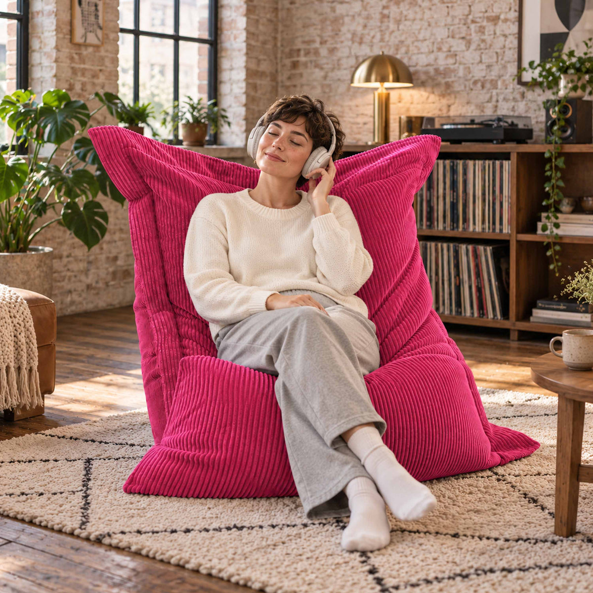 Pink Corduroy Bean Bag
