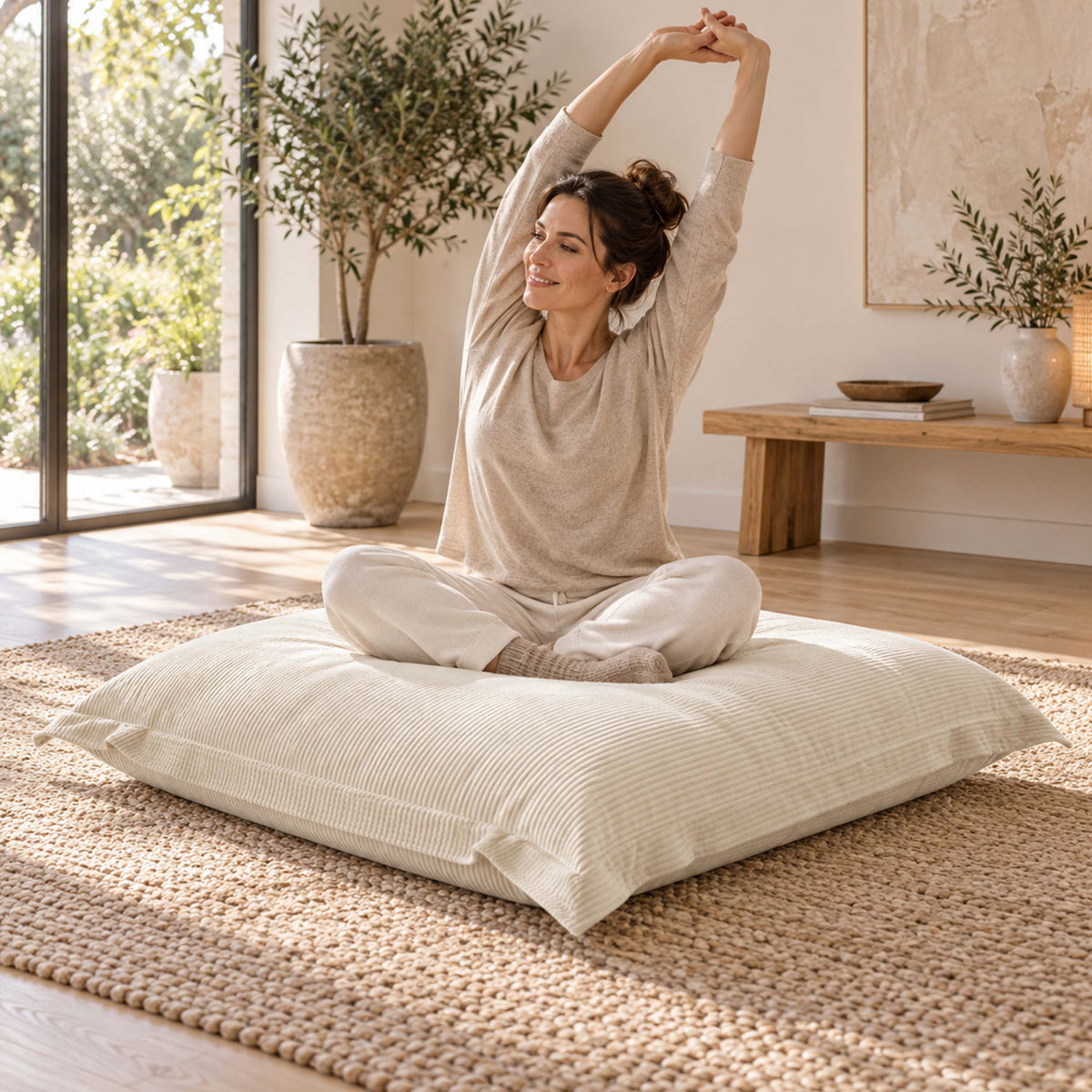 Beige Corduroy Bean Bag