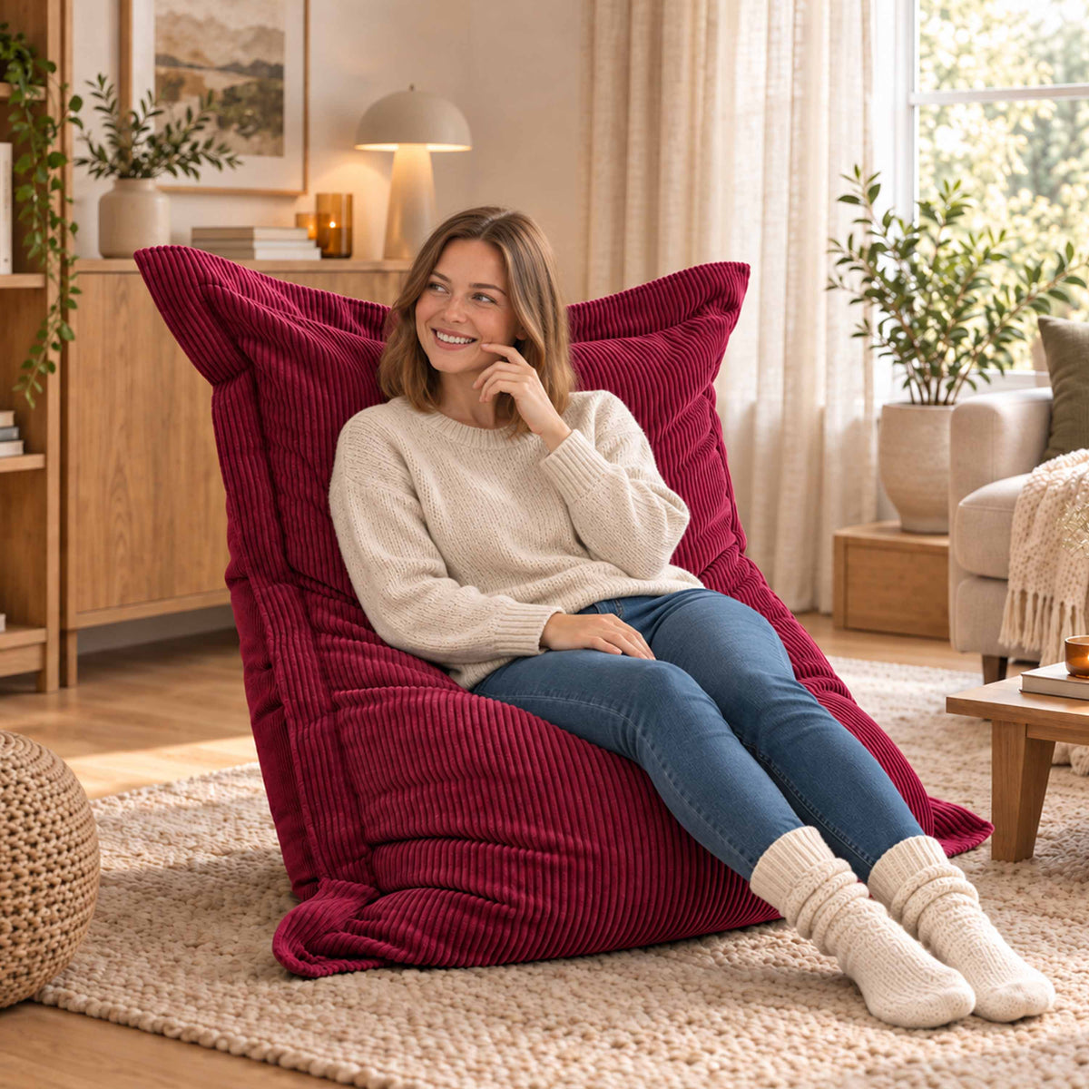 Cherry Corduroy Bean Bag