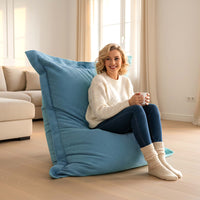 Pouf Velours Côtelé Bleu Ciel
