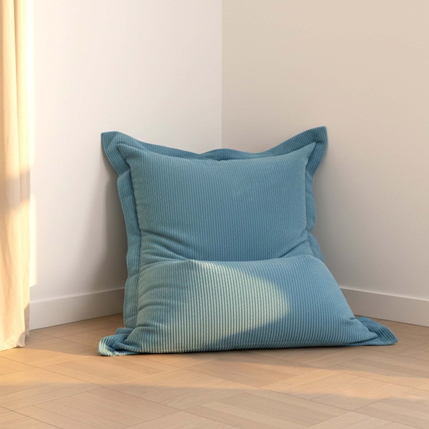 Pouf Velours Côtelé Bleu Ciel