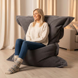 Pouf Velours Côtelé Gris