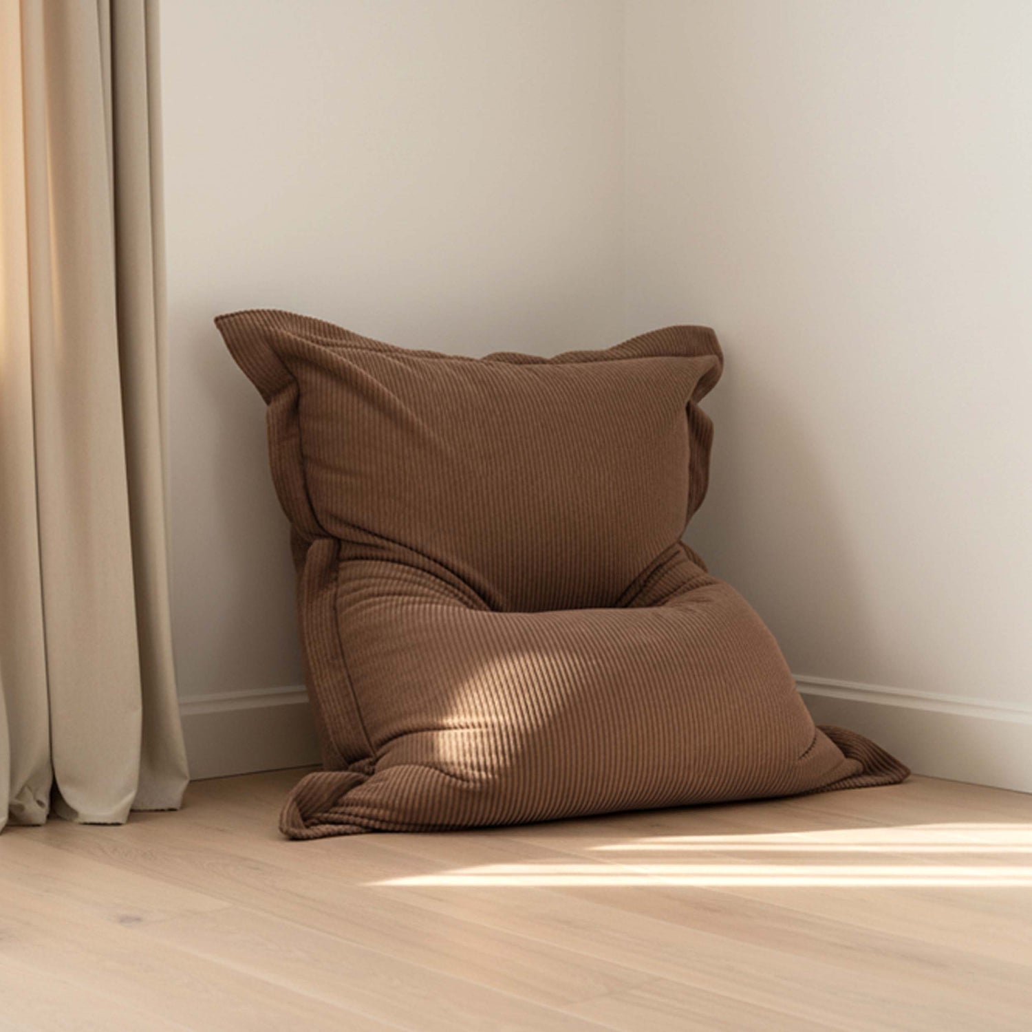 Pouf Velours Côtelé Marron