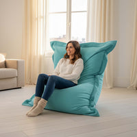 Corduroy Velvet Pouf Turquoise