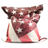 Pouf VINTAGE Drapeau USA XXL géant, coussin d’assise rétro aux motifs drapeau américain rouge blanc étoiles
