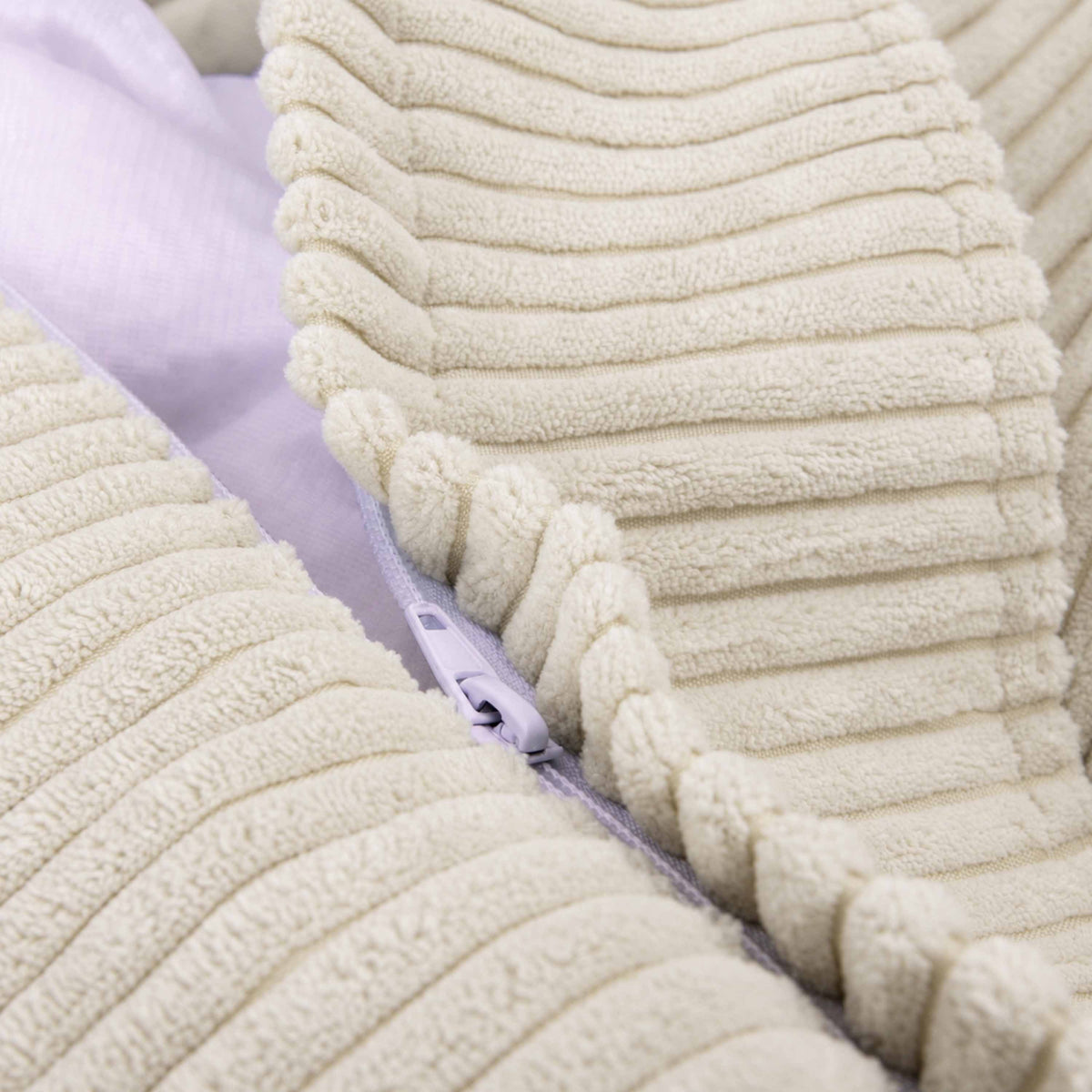 Pouf Géant Rond XXL Velours Côtelé Beige